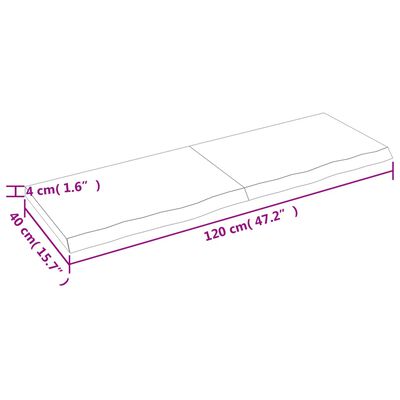 vidaXL Stalviršis, tamsiai rudas, 120x40x(2-4) cm, ąžuolo masyvas