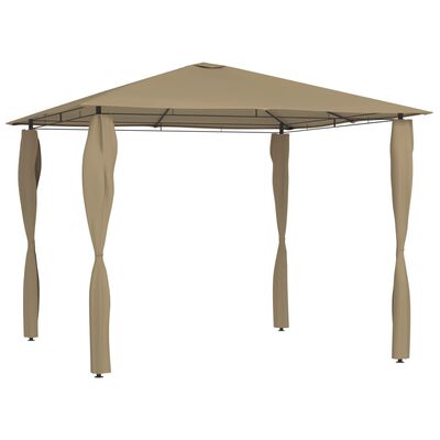 vidaXL Pavėsinė su stulpų uždangalais, taupe, 3x3x2,6m, 160g/m²