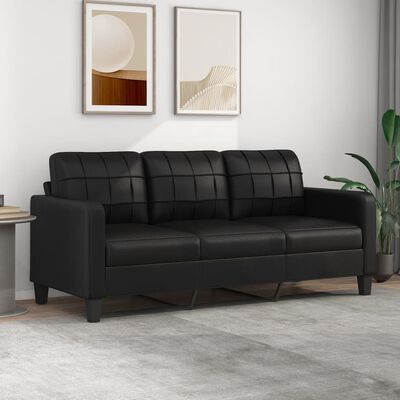 vidaXL Trivietė sofa, juodos spalvos, 180cm, dirbtinė oda