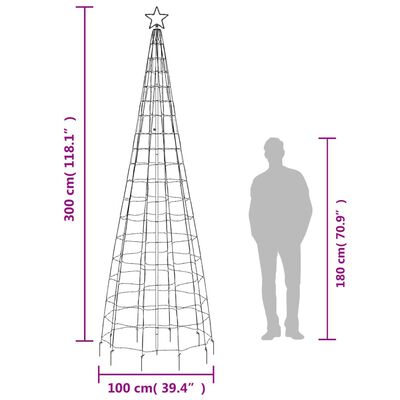 vidaXL Šviečianti Kalėdų eglutė, 300cm, 570 šiltų LED, kūgio formos