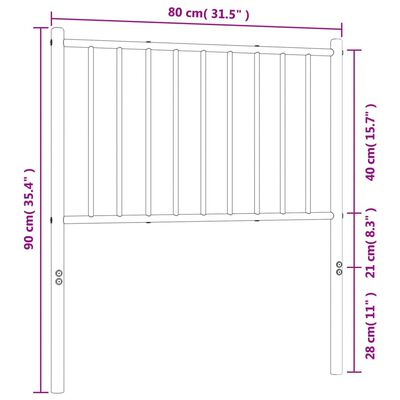 vidaXL Metalinis galvūgalis, baltos spalvos, 75cm