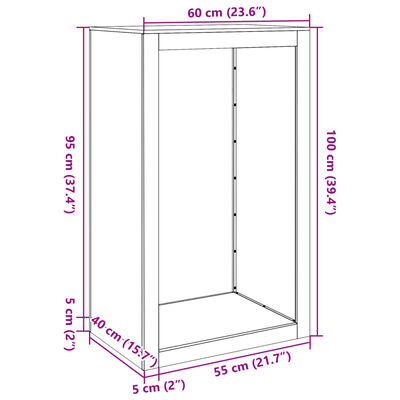 vidaXL Stovas malkoms, baltos spalvos, 60x40x100cm, plienas