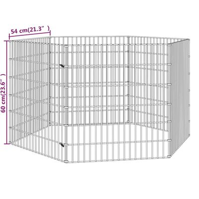 vidaXL Aptvaras gyvūnams, 6 segmentai, 54x60cm, galvanizuota geležis