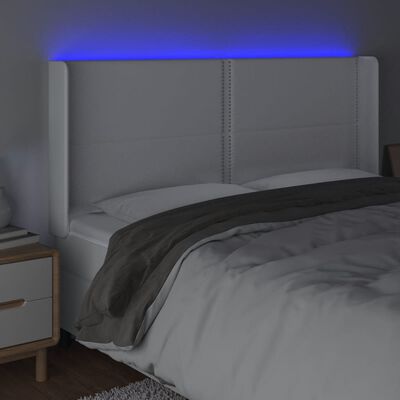 vidaXL Galvūgalis su LED, baltos spalvos, 183x16x118/128 cm