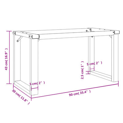 vidaXL Kavos staliuko kojos, 90x30x43cm, O-formos rėmas, ketus