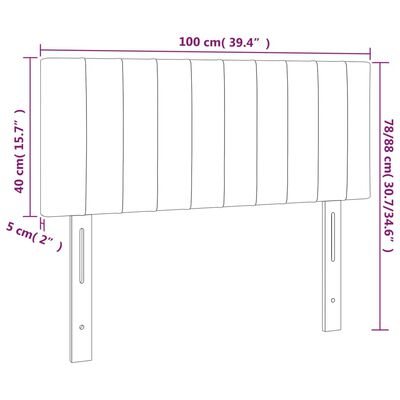 vidaXL Galvūgalis su LED, šviesiai pilkas, 100x5x78/88cm, aksomas