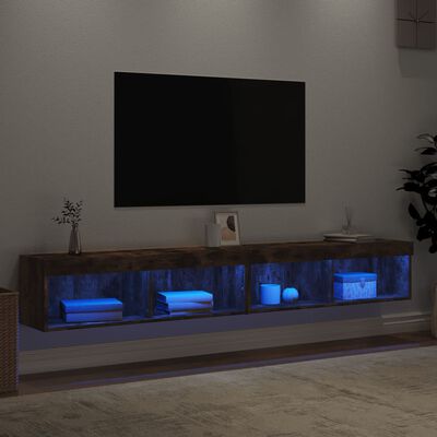 vidaXL TV spintelės su LED, 2vnt., dūminio ąžuolo, 100x30x30cm