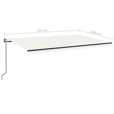 vidaXL Automatinė markizė su LED/vėjo jutikliu, kreminė, 500x300cm