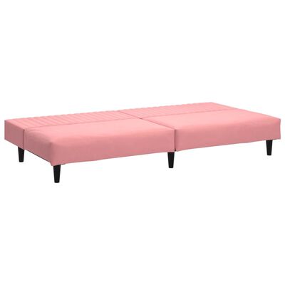 vidaXL Dvivietė sofa-lova, rožinės spalvos, aksomas