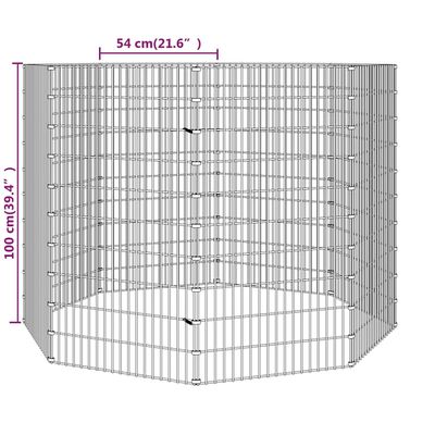 vidaXL Aptvaras gyvūnams, 8 segmentai, 54x100cm, galvanizuota geležis