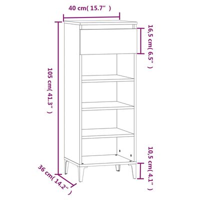 vidaXL Lentyna batams, betono pilka, 40x36x105cm, apdirbta mediena