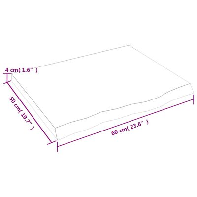 vidaXL Stalviršis, 60x50x(2-4)cm, neapdorotas ąžuolo medienos masyvas