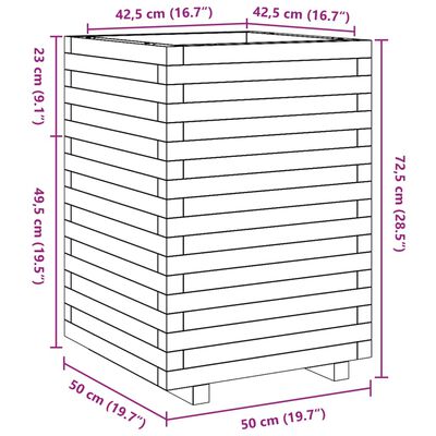 vidaXL Sodo lovelis, 50x50x72,5cm, impregnuota pušies mediena