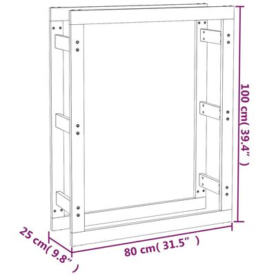 vidaXL Stovas malkoms, 80x25x100cm, pušies medienos masyvas