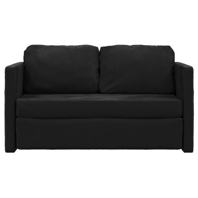 vidaXL Grindų sofa-lova, 2-1, juodos spalvos, 122x204x55cm, aksomas