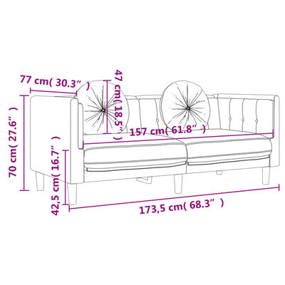 vidaXL Dvivietė sofa su pagalvėlėmis, rožinės spalvos, aksomas