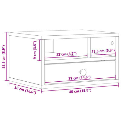 vidaXL Spausdintuvo stovas, baltas, 40x32x22,5cm, apdirbta mediena