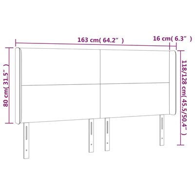 vidaXL Galvūgalis su LED, mėlynos spalvos, 163x16x118/128cm, audinys