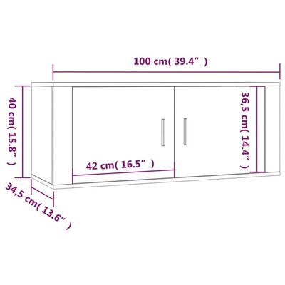 vidaXL Sieninės TV spintelės, 3vnt., dūminio ąžuolo, 100x34,5x40cm