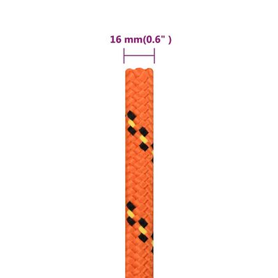 vidaXL Valties virvė, oranžinės spalvos, 16mm, 100m, polipropilenas