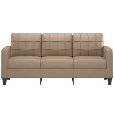 vidaXL Trivietė sofa, kapučino spalvos, 180cm, dirbtinė oda