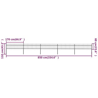 vidaXL Sodo tvora su iečių viršugal., juoda, 8,5x0,6m, plienas