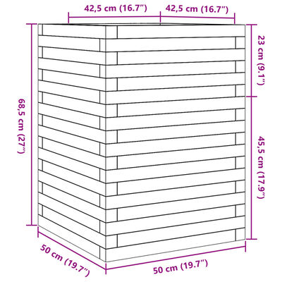 vidaXL Sodo lovelis, 50x50x68,5cm, impregnuota pušies mediena