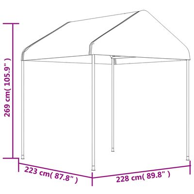 vidaXL Pavėsinė su stogu, balta, 20,07x2,28x2,69m, polietilenas