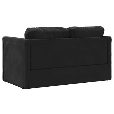 vidaXL Grindų sofa-lova, 2-1, juodos spalvos, 122x204x55cm, aksomas