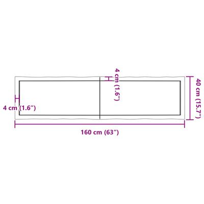 vidaXL Stalviršis, tamsiai ruda, 160x40x(2-6) cm, medienos masyvas