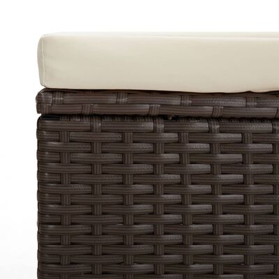 vidaXL Otomanės su pagalvėmis, 2vnt., rudos, 40x30x40cm, poliratanas