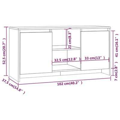 vidaXL Televizoriaus spintelė, balta, 102x37,5x52,5cm, mediena