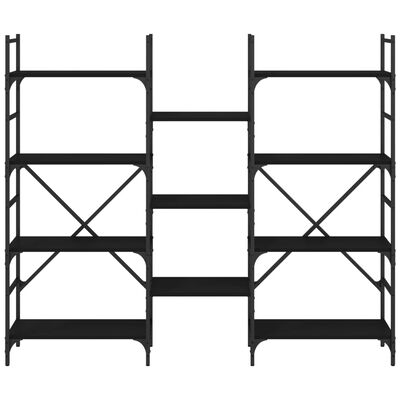 vidaXL Knygų lentyna, juoda, 160x28,5x136,5cm, apdirbta mediena