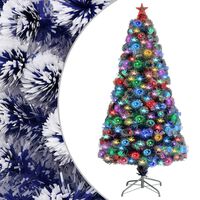 vidaXL Dirbtinė Kalėdų eglutė, balta/mėlyna, 120cm, optinis pluoštas