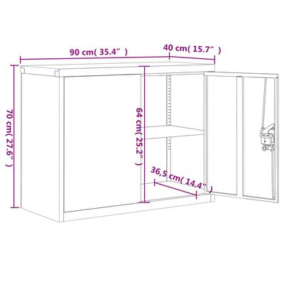 vidaXL Spintelė dokumentams, juodos spalvos, 90x40x110cm, plienas