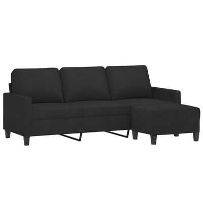 vidaXL Trivietė sofa su pakoja, juodos spalvos, 180cm, audinys