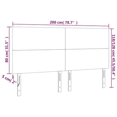 vidaXL Galvūgalis su LED, kapučino spalvos, 200x5x118/128cm