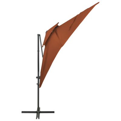 vidaXL Gembinis skėtis su dvigubu viršumi, terakota spalvos, 250x250cm