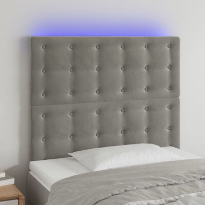 vidaXL Galvūgalis su LED, šviesiai pilkas, 100x5x118/128cm, aksomas