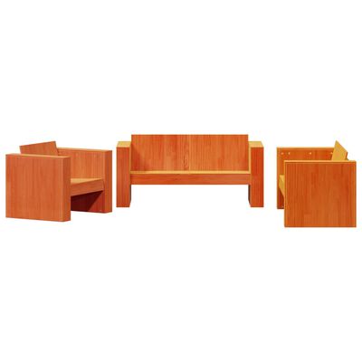 vidaXL Sodo poilsio baldų komplektas, 2 dalių, vaško rudas, pušis