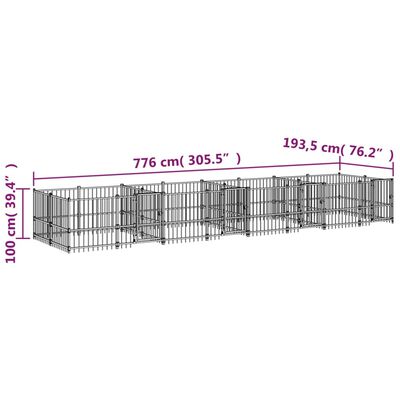 vidaXL Lauko voljeras šunims, plienas, 15,02m²