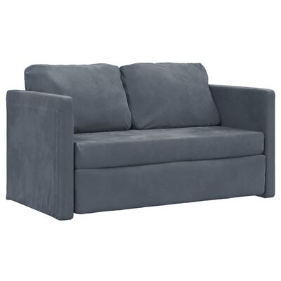 vidaXL Grindų sofa-lova, 2-1, tamsiai pilka, 122x204x55cm, aksomas