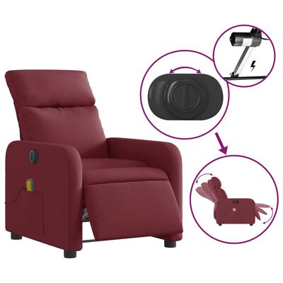 vidaXL Elektrinis atlošiamas masažinis krėslas, vyno, audinys