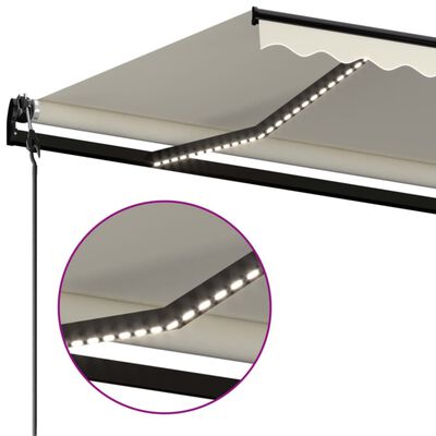 vidaXL Automatinė markizė su LED/vėjo jutikliu, kreminė, 450x300cm