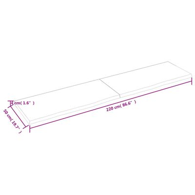 vidaXL Vonios stalviršis, tamsiai rudas, 220x50x(2-4) cm, mediena