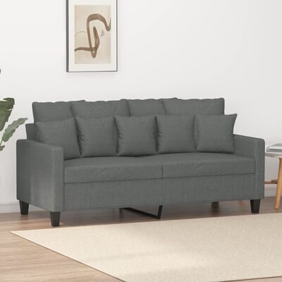 vidaXL Dvivietė sofa, tamsiai pilkos spalvos, 140cm, audinys