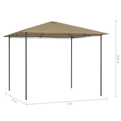 vidaXL Pavėsinė, taupe spalvos, 3x3x2,6m, 160g/m²