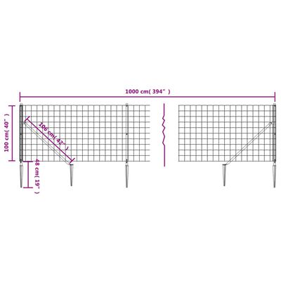 vidaXL Vielinė tinklinė tvora su smaigais, antracito spalvos, 1x10m