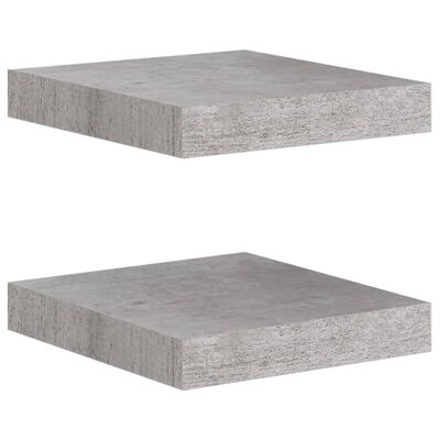 vidaXL Pakabinamos lentynos, 2vnt., betono pilkos, 23x23,5x3,8cm, MDF