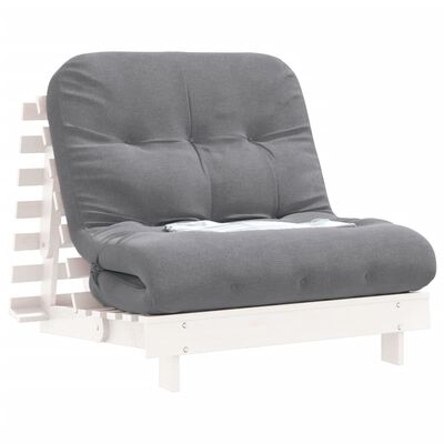 vidaXL Futono sofa-lova su čiužiniu, balta, 80x206x11cm, pušis